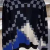 럭셔리 울 스웨터 남성 운동복 모자이크 자수 니트 v 디자이너 스웨터 남성 여성 풀오버 코트 니트 셔츠