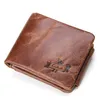 Echte Crazy Horse Leder Herren Geldbörsen Vintage Trifold Geldbörse Zip Münzfach Geldbörse Rindsleder Geldbörse Für Herren GMW009238G