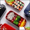 Servis uppsättningar Microwave Lunch Box 2 Layer Japanese Flower Bento för containerlagring Portable School Picnic with Bag Drop Deliver DHGSF