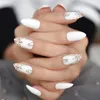 Valse nagels korte amandel pure witte kleur imabc gel tips decoratie hand dummy nep stick op strass