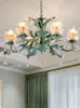 Ceiling Lights Blue Pastoral Style Living Room Bedroom Lamp Iron Droplight Led Down Dining-Room Crystal Light