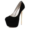 Kleidschuhe 2022 Mode Große Größe 42 43 44 45 Sexy Pumps Hochzeit Frauen Fetisch Prägnante Frau High Heel Stripper Flock 16 cm