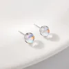 Orecchini a bottone VOQ Mini pietra di luna color argento per le donne Accessori per gioielli da studente piercing semplici alla moda