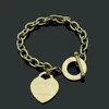 Guld Designer Dam Halsband Armband Lyx Klassisk Hjärt Set 925 Länk Tjej Alla hjärtans dag Kärlek Present Smycken Partihandel och detaljhandel med låda