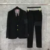 Men's Suits Brand High Quality Men's Suit Pants Autumn Winter Fashion Trousers Black Cashmere Wool Flannel Striped