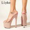 Sandaler Liyke Fashion Open Toe Platform High Heels Sandaler Kvinnor PVC Transparent Ankel Strap Ladies Summer Party Pole Dance Shoes Pumps T221209