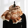 Scarves Hat gloves suit scarf winter warm 300g thick double-sided printed cashmere high-quality shawl