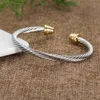 Bangle Silver ed Cuff Bangle Fashion Men Armband Charm Armband Hook 5mm Wire Woman Designer Kabel Mens smycken Exquisite S253H