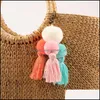 Keychains Bedanyards Bohemian Tassel Pingente Chain Chain Handmade Ball Acessórios Mulheres Pompom Creative Pompom Bag Kichain para Lady Y4 DHT9J