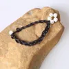 Strand Flower Pearls Pendant Bracelets Women Handmade Pearl Leather For Girls White Freshwater Jewelry Fashion