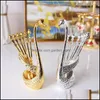 Dinnerware Sets Cygnus Alloy Creative Fruit Fork Tableware Table Chopsticks Spoon Storage Rack Restaurant El Western Arrangement Dro Dhu21