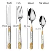 Dijkartikelen sets 4 stks/set bestek set Home Tableware roestvrijstalen messen lepel vork zilverwerk flatware druppel