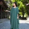 Casual Dresses 2023 Spring Summer Batwing Sleeve Solid Long Dress Vintage Women Cotton Line Overized Maxi Female Party Vestidos