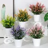 Decoratieve bloemen Lavendel Pot Artificial Green Plants Wedding Party Huis Keuken Desk Bureau Hoogteel Arrangement Decor