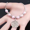 Pulseira rosa de água doce pérola aço inoxidável charme de pulseiras prateadas cor amiga jóias acero johreia bxs07