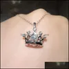 Colliers pendants Classic 925 Sier Crown Moissanite Femelle Fashion Milan Engagement Bijoux Femmes Collier Drop Livraison Pend DH07T