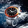 Nya Ocean Automatic Mens Mechanical Sea Black Dial Orange Bezel Watches Mens Stasinless Floding Bucklet238b