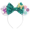 Haar Accessoires 2022 Glanzende Muis Oren Hoofdband Kerst 5 "Boog Haarband Kinderen Meisje Vrouwen Pailletten Party Festival Mujer