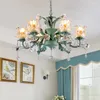 Ceiling Lights Blue Pastoral Style Living Room Bedroom Lamp Iron Droplight Led Down Dining-Room Crystal Light