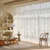 Cortina de cortinas de bordado de luxo branco cortinas puras para sala de estar janelas do quarto europeu tule voile portas cortinas