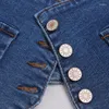 Bälten 2022 Brand Style Washed Denim Wide midjebältet Vintage Buttons Justerbara Slim Corset Jean Fabric Shirt Dress Elastic Strech