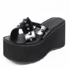 Сандалии плюс размер 46 обувь женская платформа на платформу Хэллоуин Подарок Косплей удобные клинья каблуки черные готические сандалии Слистка Summer T221209