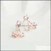 Stud 100 äkta 925 Sterling Sier Flower Earrings for Women Girls Trendy Earring Fine Jewelry Christmas Gifts YME598 Drop Delivery Otci0