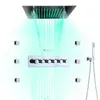 Pommeau de douche musical au plafond, 20 pouces, LED, pluie, cascade, brume, corps principal thermostatique, ensemble de robinets de salle de bains et de douche