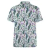 Мужские полосы винтажные птицы поло в рубашке Pecock в цветущих деревьях повседневные летние модные футболки мужчины с короткими рукавами