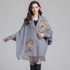 Scarves Hat scarf glove suit shawl tassel fashion Pashmina winter embroidery women's thick long sleeved cashmere