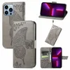 Brieftasche Telefonhüllen für iPhone 14 13 12 11 Pro Max X X X XR 7 8 plus Big Butterfly Präge TPU PU Leder Flip Ständer mit Kartensteckplätzen