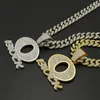 Anhänger Halsketten Hip Hop Iced Out Kristall Buchstabe O Halskette mit 13 mm Breite Bling Cuban Chain Hiphop Icy Schmuck