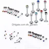 Labret Lip Piercing Jewelry Carisma 316L Surgical Steel Ball Bar Ring Labret Stud Tragus Mix 10 Colors 100pcs Body DH0XF