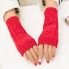 Women Stylish Hand Warmer Winter Gloves Arm Crochet Knitting Faux Wool Mitten Warm Fingerless Glove Twist Pattern Gloves