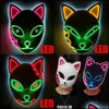Party Masks LED Glowing Cat Face Mask Decoration Cool Cosplay Neon Demon Slayer f￶r f￶delsedagspresent Karneval Masquerade GC092 HomeFavor DHY31