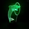 Night Lights Christmas Decorations for Home 2022 Nieuwste Dolphin Shape 3D LED -licht en Halloween -cadeau met 7 kleurenverandering