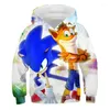 Sweats à capuche pour hommes 3D Printing Sweater Cartoon Hedgehog Sony Small Size Boy Girl Anime Hoodie