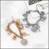 Charm Bracelets Fashion Rhinestone Heart Bracelet Hip Hop Jewelry Pendant Bangle Couple Crystal Valentines Day Gifts 2 Colors Drop De Dhhuf