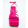 منصة رديئة عالية الجودة العلامة التجارية 2022 New High Heels Women Shoes Sele Party Lady Trendy Summer Strap Sandals T221209 669