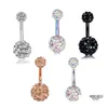 Navel Bell Button Rings 14G Stainless Steel Screw Bar Cz Body Piercing Belly Ring Women Girls Helix lage Earring Drop Deliver Dhgui5577101