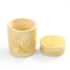 Storage Bottles Bamboo Cylinder Carving Chinese Character Printing Tea Household Sundries With Lid Boxes