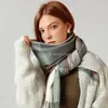 Scarves Hat Glove Set Scarf Plaid Women's Autumn Cashmere Winter English Style Tassel Shawl Overall Bib