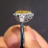 Yellow Diamond Water Drop Zircon Ring Cluster Engagement Wedding Rings Gift Fashion Fine Jewelry Will and Sandy