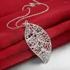 Kedjor Charms 925 Stamped Silver Leaf Pattern Pendant Necklace For Women Holiday Gift Fashion Designer Party Wedding Jewelry