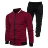 Survêtements pour hommes 2 pièces/ensemble hommes survêtement poche fermeture éclair couture contraste couleur chaud manteau pantalon ensembles vêtements De sport Conjuntos De