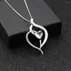 Pendentif Colliers Anomaly Wave Line Design Collier Peach Heart Clear Crystal Charms Cadeau d'anniversaire pour sa petite amie