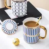 Tasses Tasse en céramique nordique de qualité supérieure, tasses d'amoureux créatifs, café au lait, bureau, tasse d'eau domestique, cuillère avec couvercle