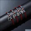 Identificazione Identificazione Moda Stringa rossa Blu Turco Malocchio Bracciale con perline Filo Hamsa Ferro di cavallo Cuore Farfalla Ciondola Charms Treccia Dhojr