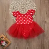 Robes de fille belle enfant en bas âge bébé filles Tulle Tutu robe enfants point rouge fête mignon body