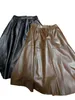 Casual Dresses 22 Autumn and Winter New Fashion Triangle Mark Slim Large Skirt Versatile Half length Leather Skirt